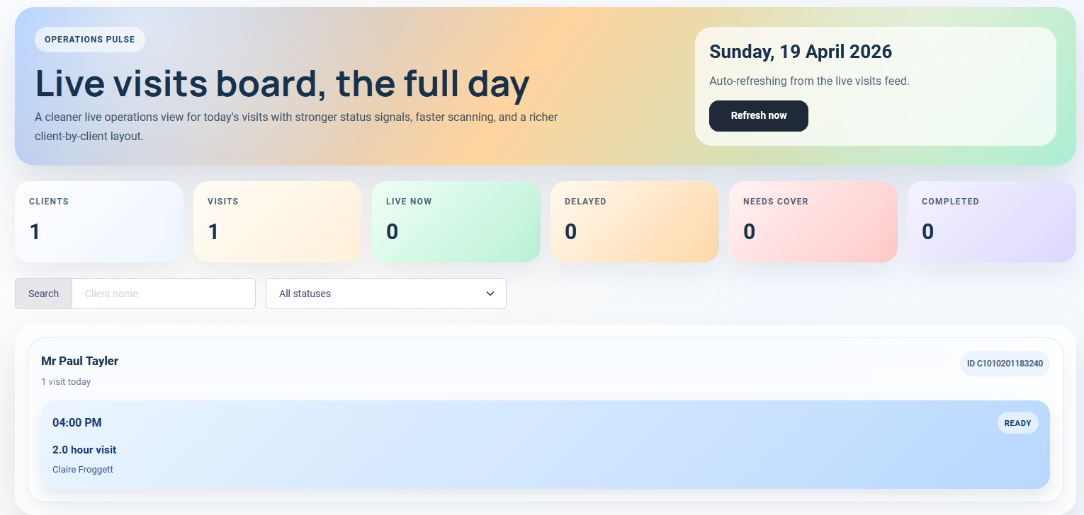 Live daily visit status and notifications screenshot